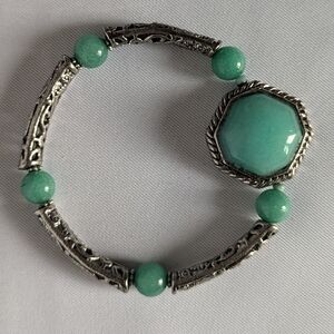 3 for $20 Teal colored stone in Silver Filigree Bracelet